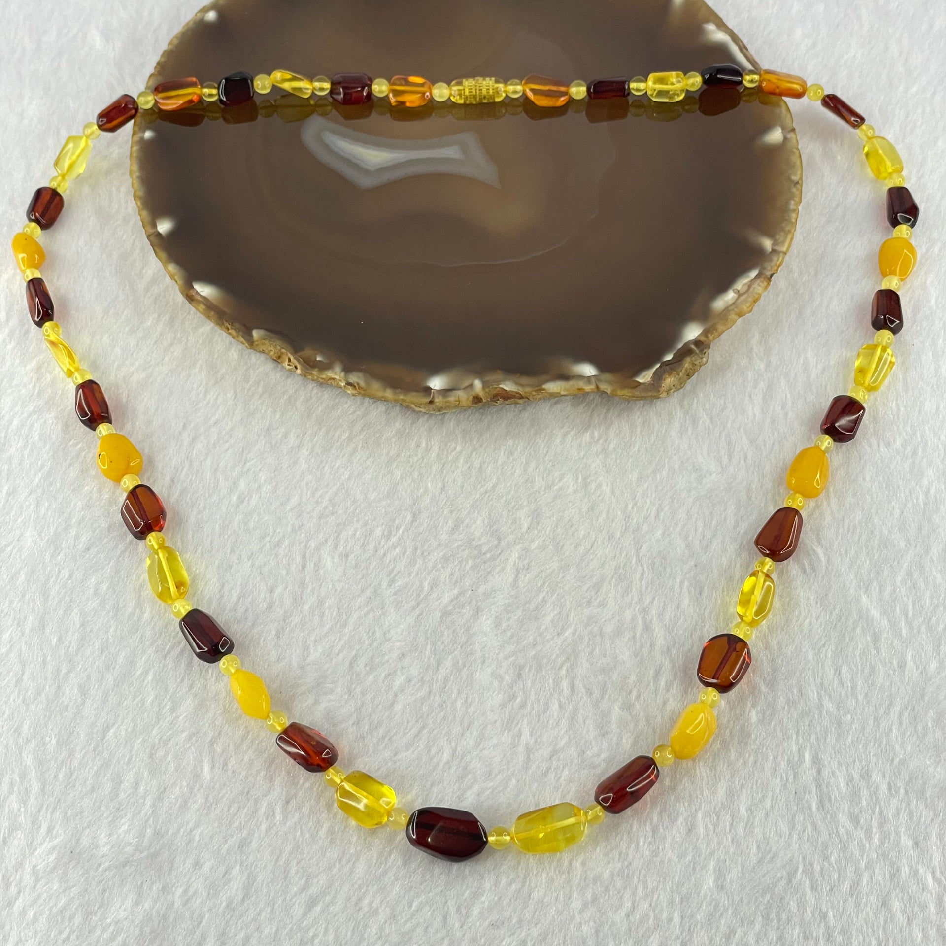 Natural Mixed Color Amber Beads Necklaces 15.42g 62cm 16.0 by 9.9 by 5.2mm, 9.9 by 7.2 by 4.6mm 39 Odd shape pieces - Huangs Jadeite and Jewelry Pte Ltd