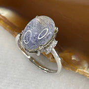 Good Grade Natural Blue Rabbit Hair Rutilated in S925 Sliver 3.27g 13.5 by 9.0 by 6.5mm (Adjustable Size) - Huangs Jadeite and Jewelry Pte Ltd