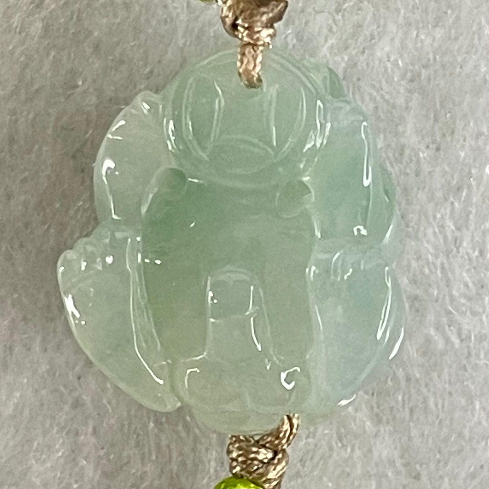 Type A Light Green Lavender Jadeite Male Pixiu String Bracelet 5.50g 16cm 16.3 by 13.9 by 10.1mm - Huangs Jadeite and Jewelry Pte Ltd
