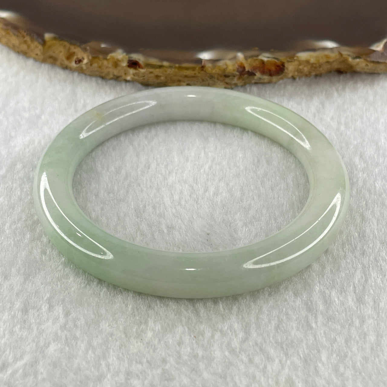 Natural Type A Faint Green Faint Lavender Jadeite Bangle 36.23g Inner Diameter 51.6mm 8.6 by 8.9mm (Very Very Slight Internal Lines) - Huangs Jadeite and Jewelry Pte Ltd