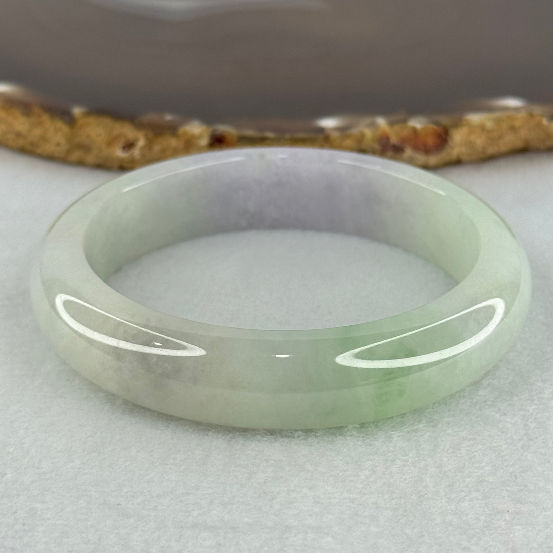 Type A Light Green and Lavender Jadeite Bangle Internal Diameter 55.3mm 81.56g 13.3 by 8.1mm (Internal Lines) - Huangs Jadeite and Jewelry Pte Ltd