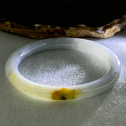 Type A Sky Blue with Green and Brown Patch Jadeite Oval Bangle Internal Diameter 58.0mm 32.09g 7.4 by 7.9mm (External Rough with Internal Lines) - Huangs Jadeite and Jewelry Pte Ltd