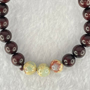 Natural Blood Rosewood with Variscite Beads Bracelet 天然血檀寿山石手链 8.10g 15cm 8.7mm 3 Beads 8.5mm 18 Beads - Huangs Jadeite and Jewelry Pte Ltd