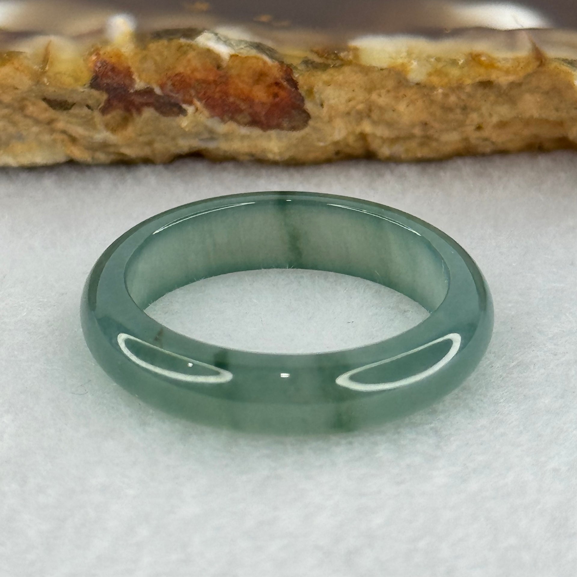 Type A Icy Blueish Green Jadeite Ring 2.34g 4.4 by 2.9mm US8 HK17.5 (Perfect) - Huangs Jadeite and Jewelry Pte Ltd