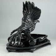 Black Stone Eagle with Pond with Wooden Stand Display 1,914.9g 240.0 by 191.0 by 230.0mm - Huangs Jadeite and Jewelry Pte Ltd