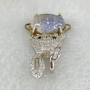 Rare Natural Blue Dumortierite Rutilated Quartz in S925 Sliver Rabbit Pendant 2.40g 9.9 by 7.0 by 4.0mm - Huangs Jadeite and Jewelry Pte Ltd