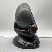 Natural Deep Purple Amethyst Egg with Wooden Stand Display Total 6,107.6g 175.0 by 200.0 by 270.0mm - Huangs Jadeite and Jewelry Pte Ltd