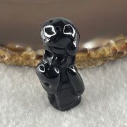 Type A Opaque Black Omphacite Boy Pendant Charm 11.99g 34.6 by 16.8 by 15.7mm - Huangs Jadeite and Jewelry Pte Ltd