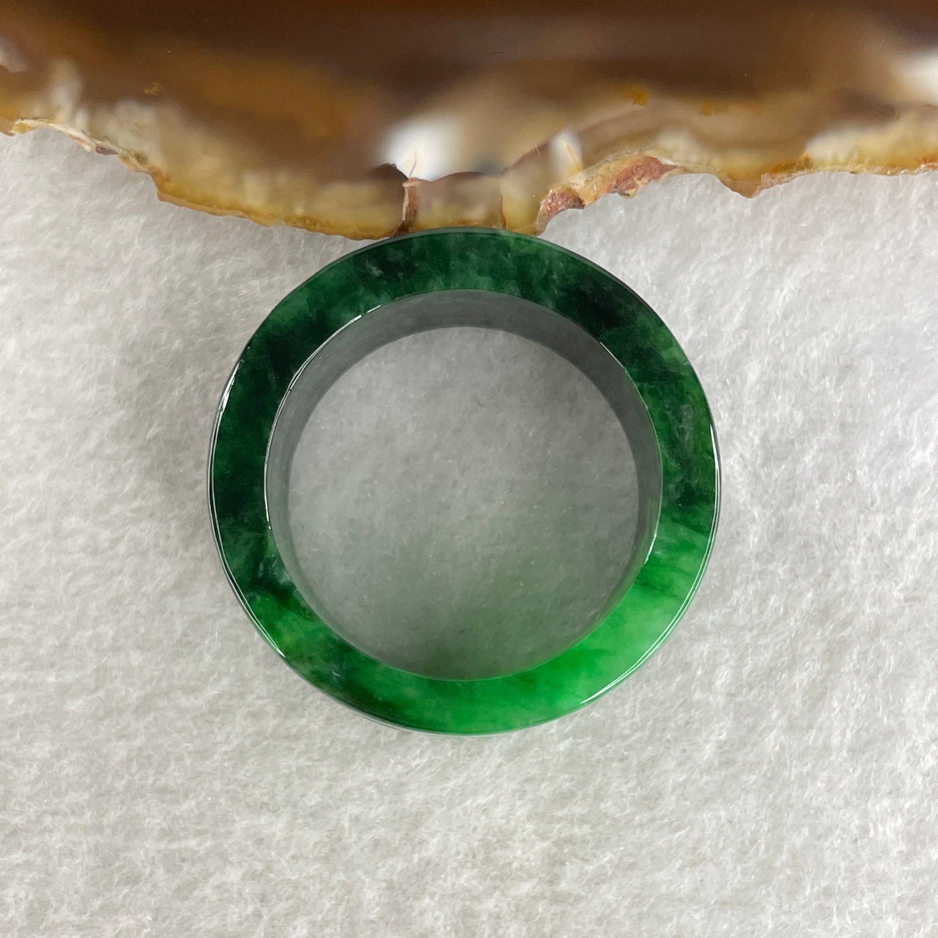 Certified Type A Burmese Old Mine Green Om Mani PadMe Hum Jade Jadeite Ring 11.31g US13.75 HK31 Inner Diameter 23.1mm - Huangs Jadeite and Jewelry Pte Ltd