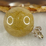 Good Grade Natural Golden Rutilated Quartz Bead in S925 Silver with Cubic Zirconia Pendant 16.50g 22.4mm - Huangs Jadeite and Jewelry Pte Ltd