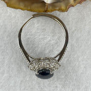 Natural-Synthetic-Blue-Star-Sapphire-with-Cubic-Zirconia-in-S925-Sliver-Ring-2.45g-9.3-by-6.8-by-3.5mm-(Adjustable-Size)