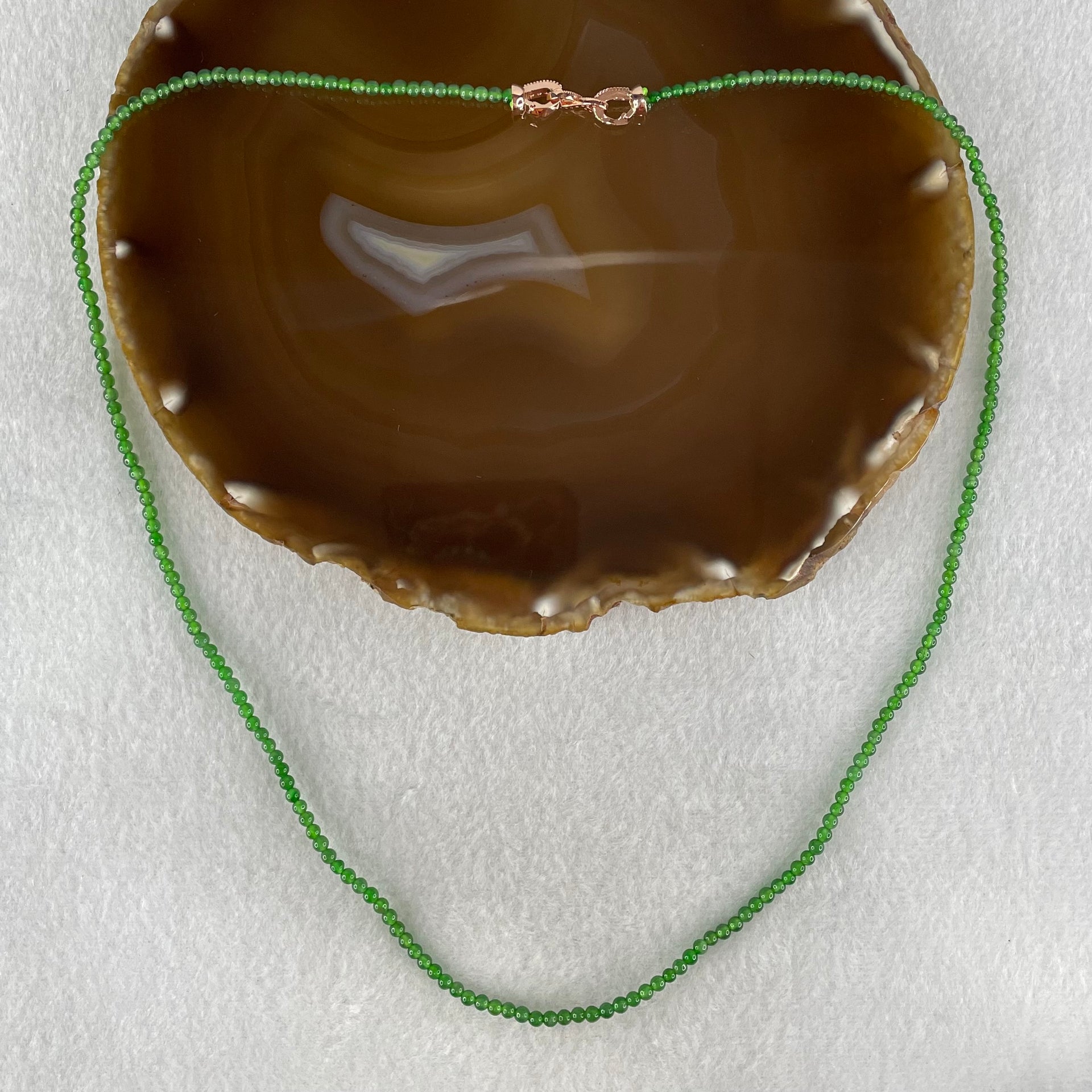 Rare Tengchong Raw Stone Association Certified Type A Highly Translucent Green Jadeite Beads Necklace 8.44g 54g 2.40 to 2.92mm With NGI Cert 82838749 - Huangs Jadeite and Jewelry Pte Ltd