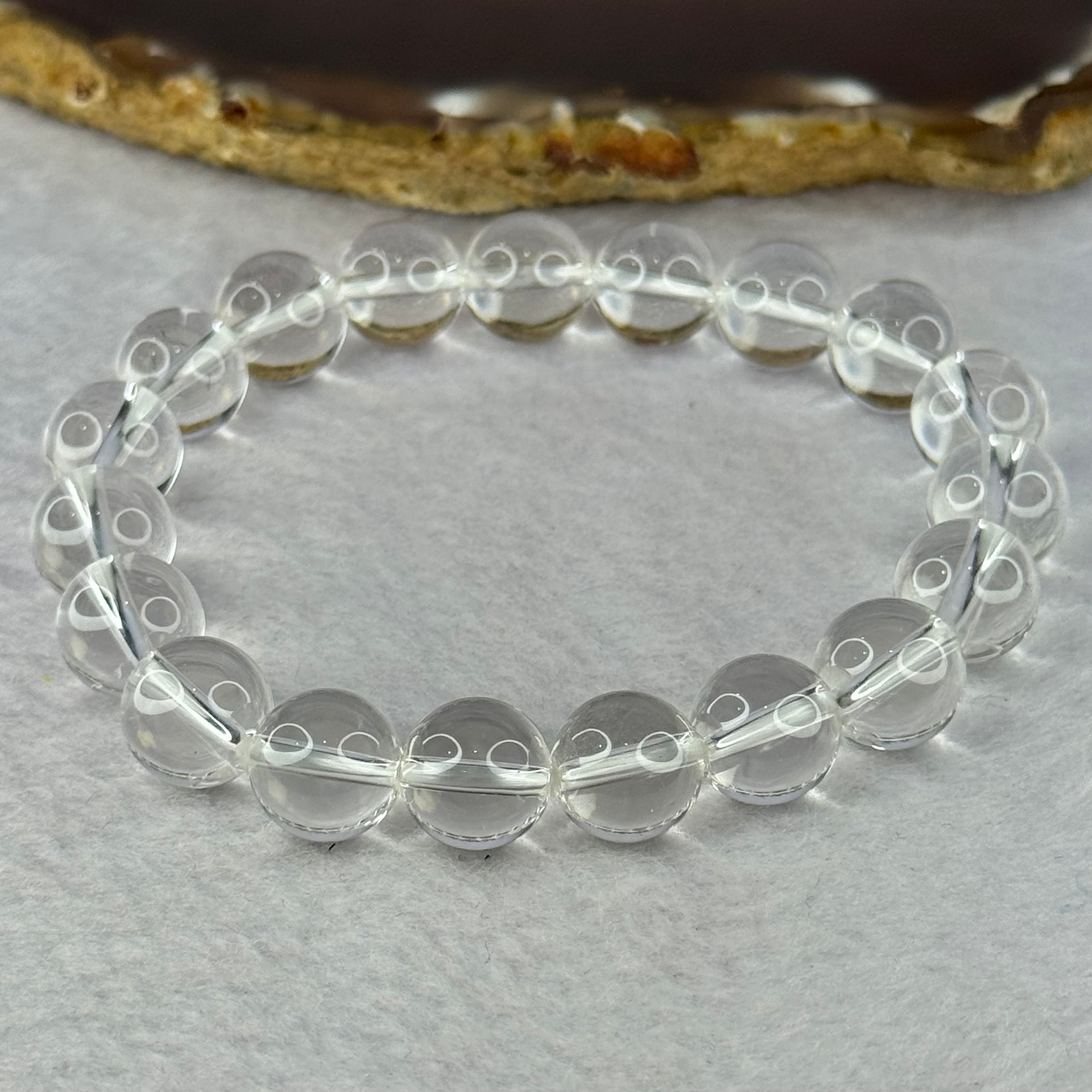 Natural Clear Quartz Bracelet 天然白水晶手链 30.81g 17cm 10.6mm 19 Beads - Huangs Jadeite and Jewelry Pte Ltd