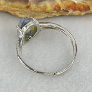 Rare Above Average Natural Blue Dumortierite Rutilated Quartz in S925 Sliver Ring (Adjustable Size) 1.54g 11.0 by 6.2 by 3.0mm - Huangs Jadeite and Jewelry Pte Ltd