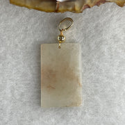 Type A White with Reddish Brown Jadeite Wu Shi Pai Pendant 2.38g 22.2 by 4.2 by 2.2mm - Huangs Jadeite and Jewelry Pte Ltd