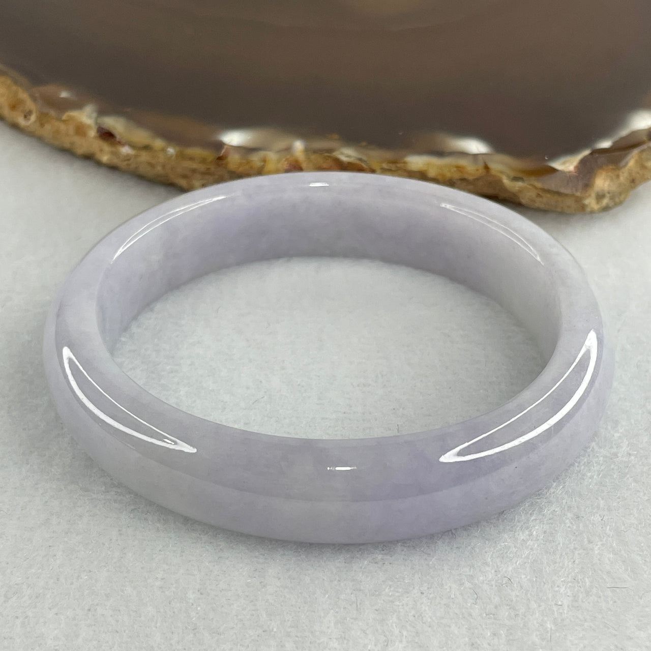 Natural Type A Light Lavender Jadeite Oval Bangle | 52.8mm Elegant Violet "Gui Fei" Contour | Premium Luxury "Fei Cui" Personal Talisman 43.08g 12.3x7.5mm (Very Slight External Roughs)