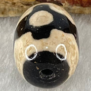 Natural Powerful Tibetan Old Oily Dark Brown With White Agate 3 Eyes Dzi Bead Heavenly Master (Tian Zhu) 三眼天诛 4.97g 17.8 by 13.4mm - Huangs Jadeite and Jewelry Pte Ltd