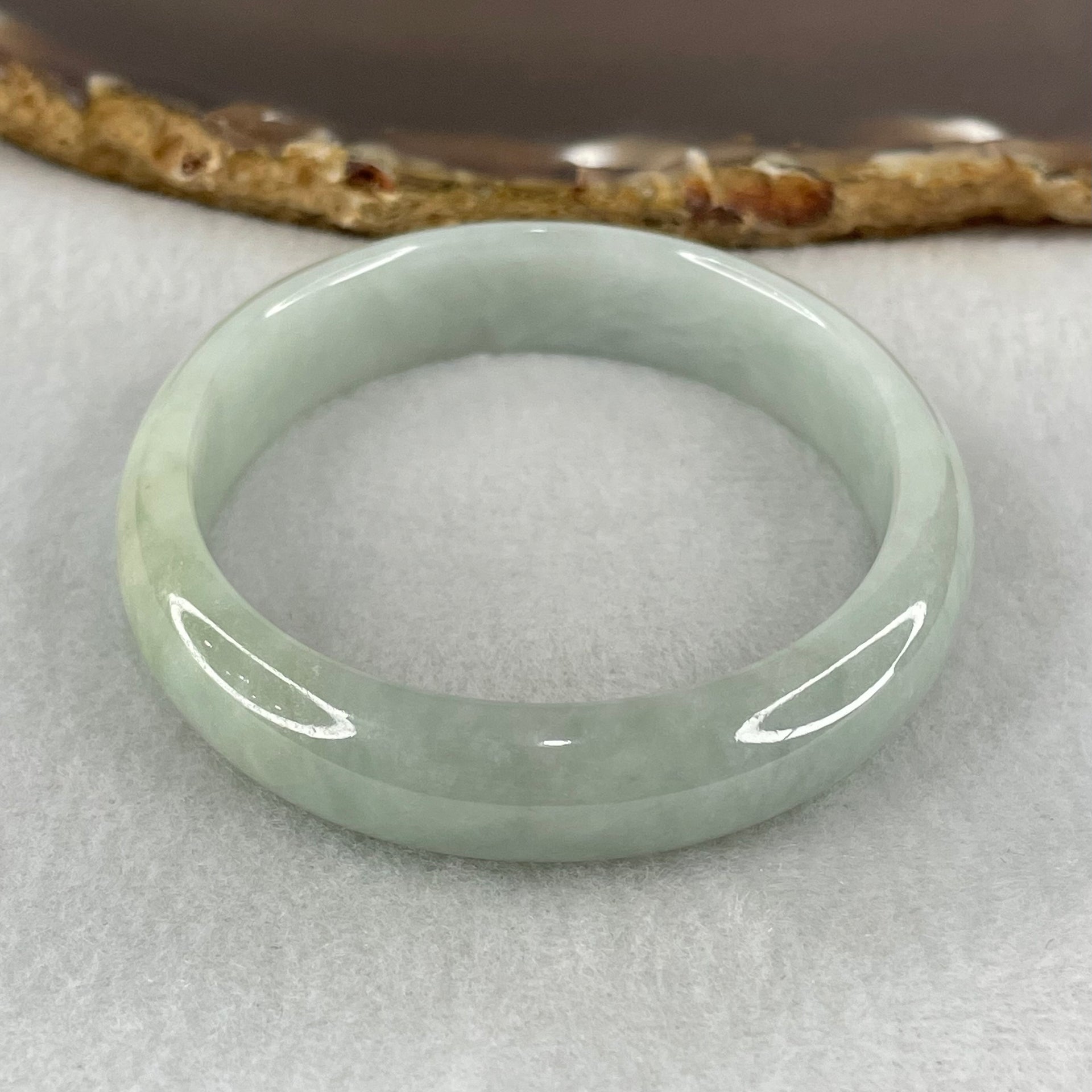Type A Light Blueish Green Jadeite Oval Bangle 31.31g Internal Diameter 53.7mm 11.3 by 6.0mm (Internal Lines) - Huangs Jadeite and Jewelry Pte Ltd