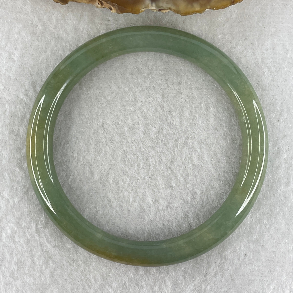Natural Type A Green with Yellowish Jadeite Full Round Ding Dang Bangle |(24.55g | 50.9mm Inner Diameter | 7.4 x 7.0mm | Close to Perfect | Dual Wealth & Imperial Fortune Anchor, Abundance & Sovereign Bangle) - Huangs Jadeite and Jewelry Pte Ltd