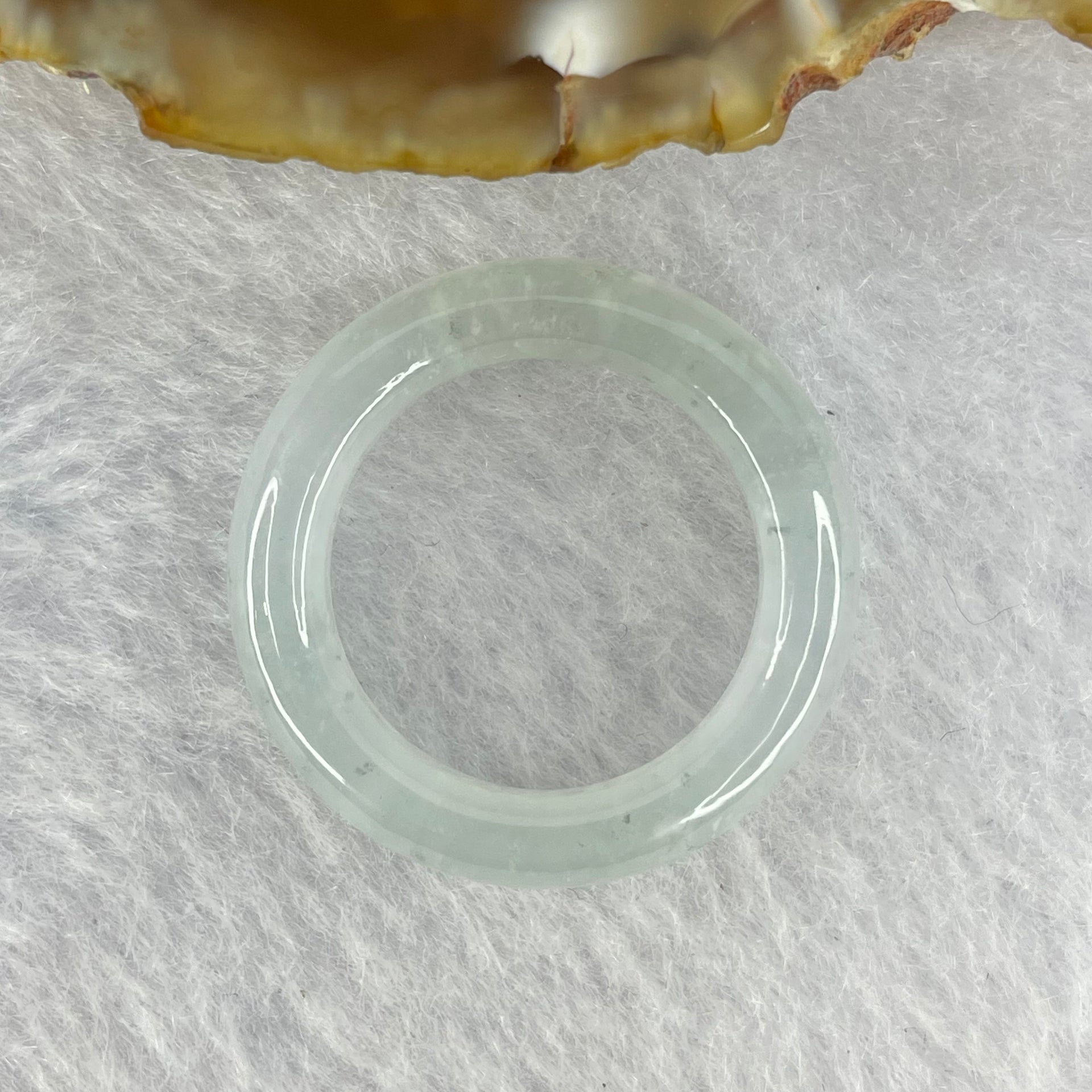 Type A Semi Icy Very Faint Green to Near White Jadeite Ring 4.74g 6.2 by 4.4g 6.2 by 4.4 mm US 8 / HK 18 (Close to Perfect) - Huangs Jadeite and Jewelry Pte Ltd