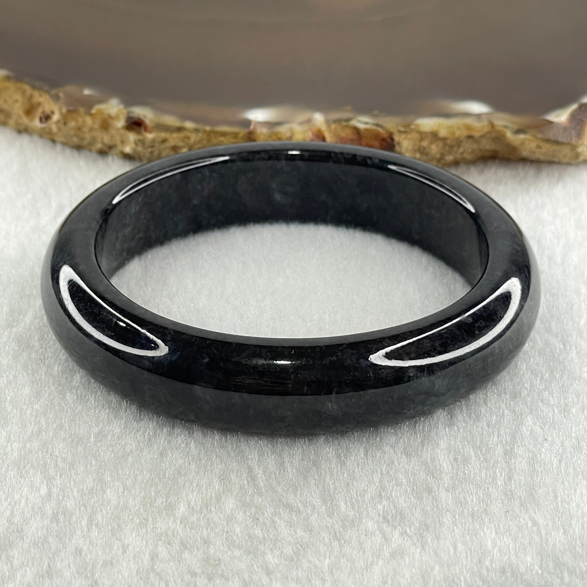 Natural Type A Opaque Wuji Black Jadeite Bangle 47.08g Inner Diameter 50.9mm 12.7 by 7.8mm (No Visible Line) - Huangs Jadeite and Jewelry Pte Ltd
