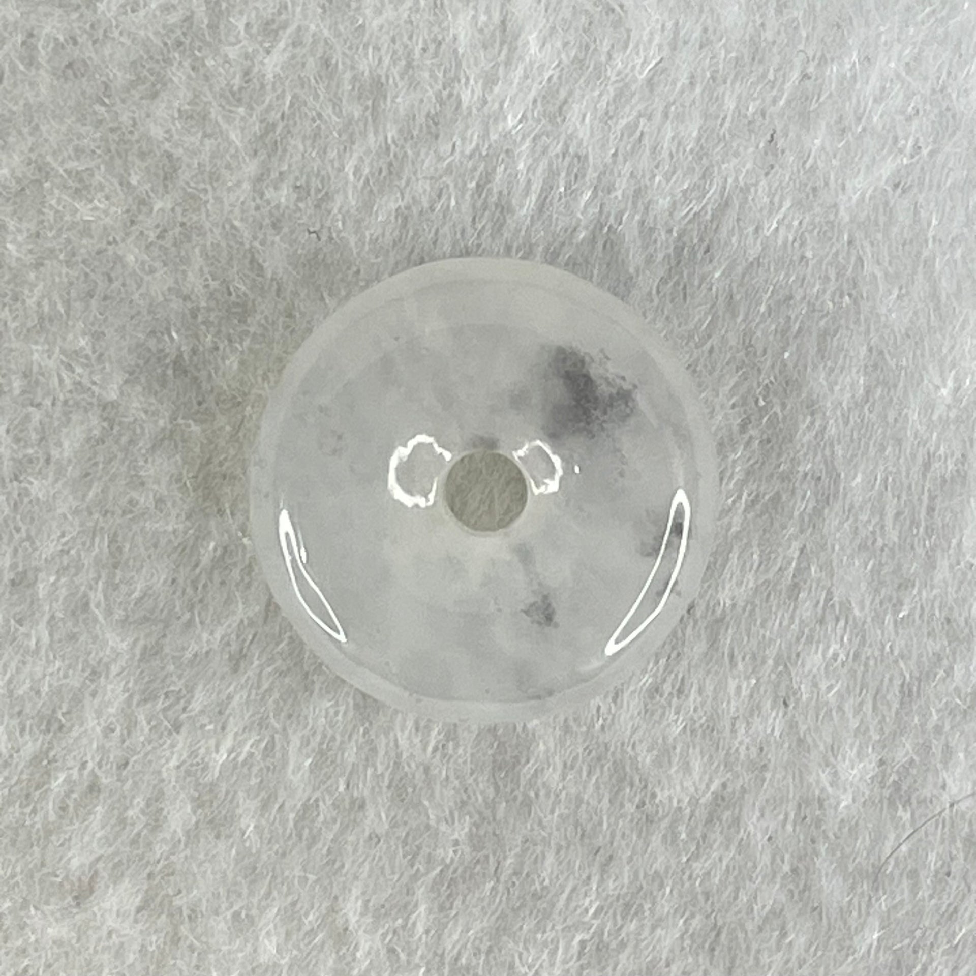 Type A Semi Icy Light Lavender With Wuji Grey Spots Jadeite Ping An Kou Charm/Pendant 2.80g 15.6 by 5.5mm - Huangs Jadeite and Jewelry Pte Ltd