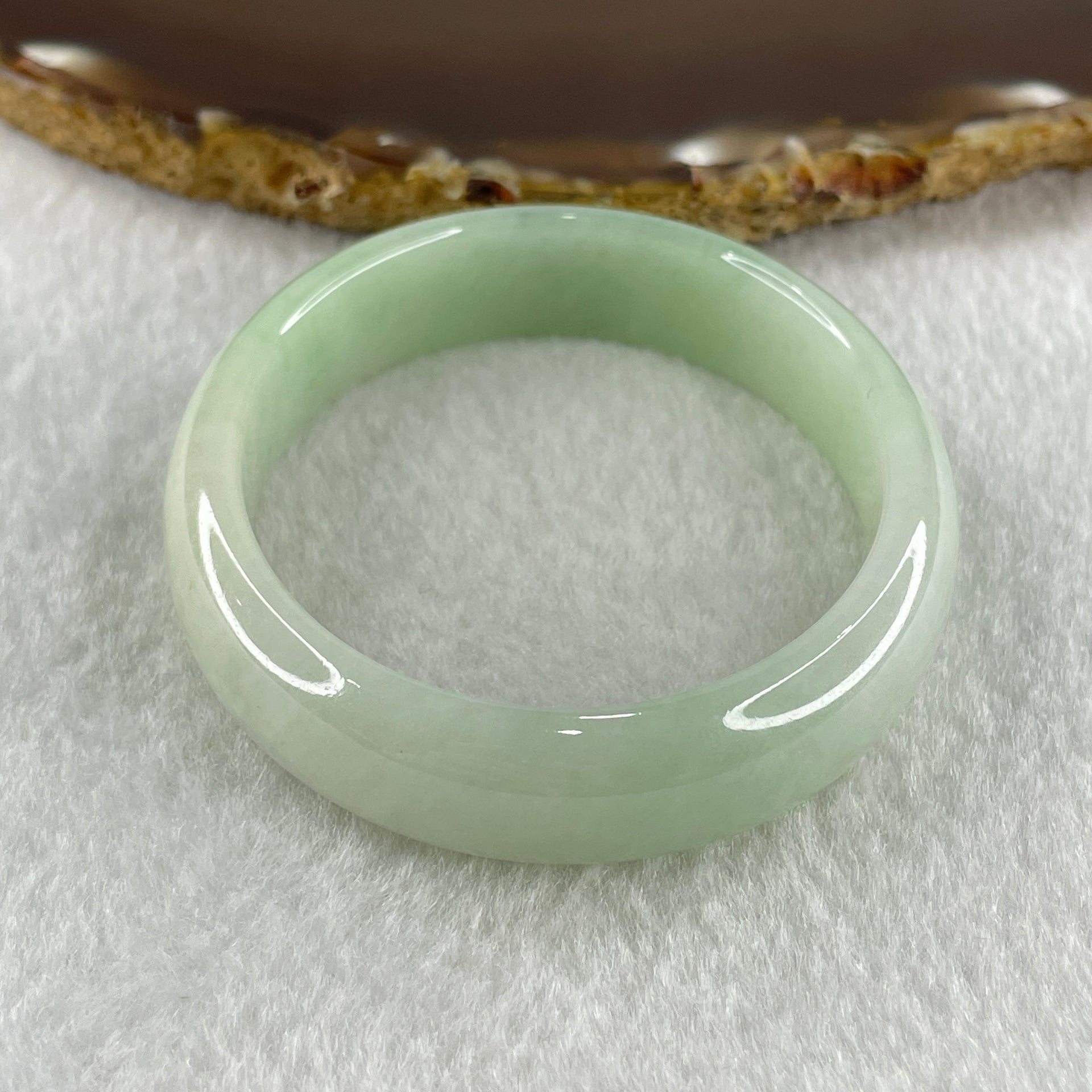 Natural Type A Light Green with White and Yellow Jadeite Oval Bangle 36.02g Inner Diameter 52.1mm 12.7 by 6.2mm (Close to Perfect) - Huangs Jadeite and Jewelry Pte Ltd