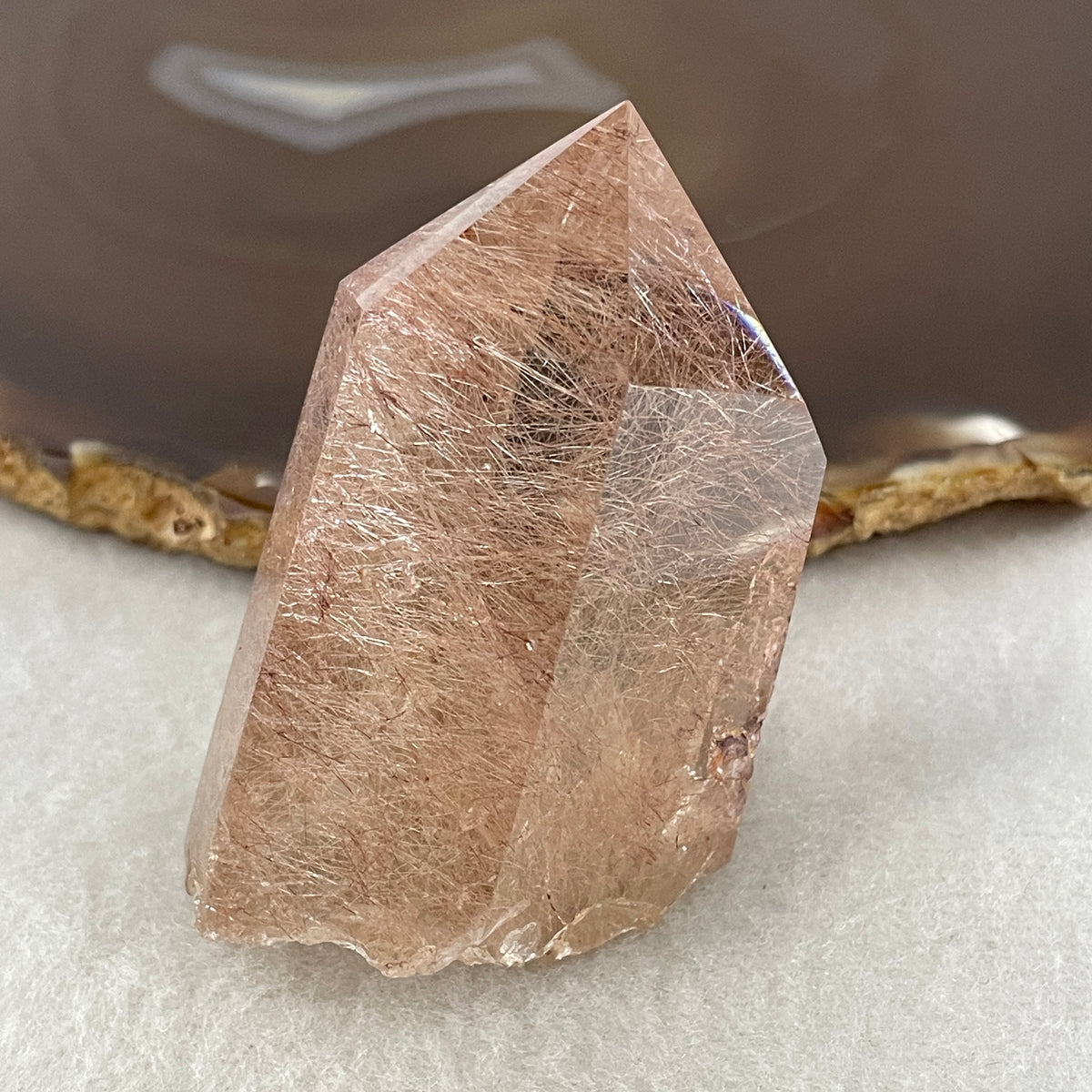 Natural Copper Rutilated Quartz Tower Display | (91.18g | 61.5 x 40.7 x 26.1mm | Executive Power Catalyst, "Stone of Wealth & Vitality" Leadership Generator, Feng Shui Prosperity Anchor)