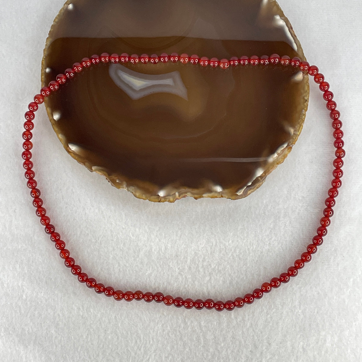 Natural Red Agate Beads Necklace | 6.1mm Crimson Vitality (26.72g | 52cm Length | 93 Beads)