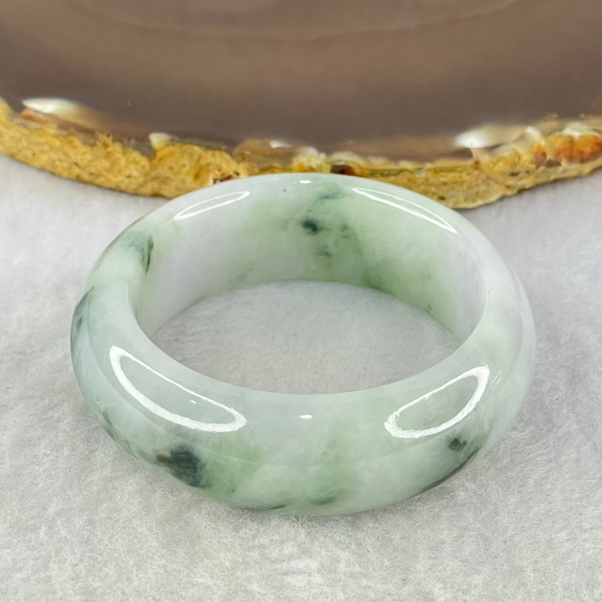 Type A Lavender Green with Dark Green Piao Hua Jadeite Baby Bangle Internal Diameter 40.3mm 48.77g 15.9 by 8.1mm - Huangs Jadeite and Jewelry Pte Ltd