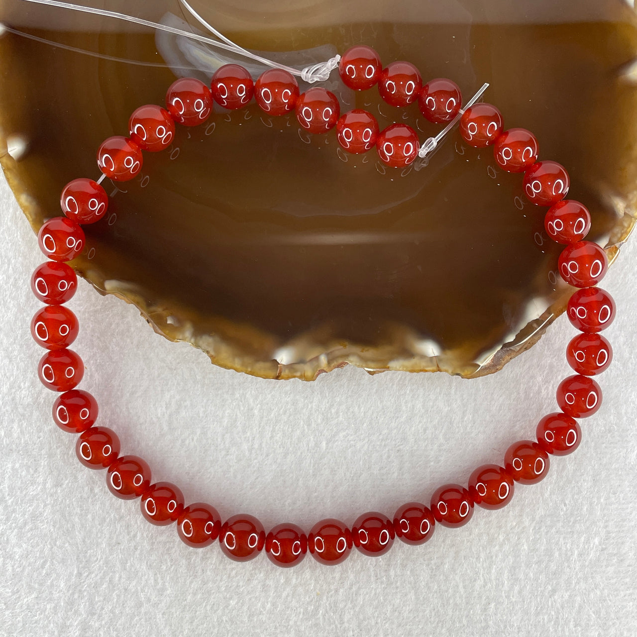 Certified Natural Red Agate Chalcedony Beads Loose Beads for Bracelet 49.56g 36.5cm 10.3mm 38 Beads