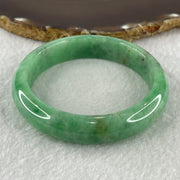 Certified Natural Type A Bright Green with Emerald Green and Brownish Fluorite Piao Hua Jadeite Bangle 55.93g Internal Diameter 57.3mm 13.4 by 8.1mm ( Very Very Slight Internal Line) ( Very Very External Rough) - Huangs Jadeite and Jewelry Pte Ltd