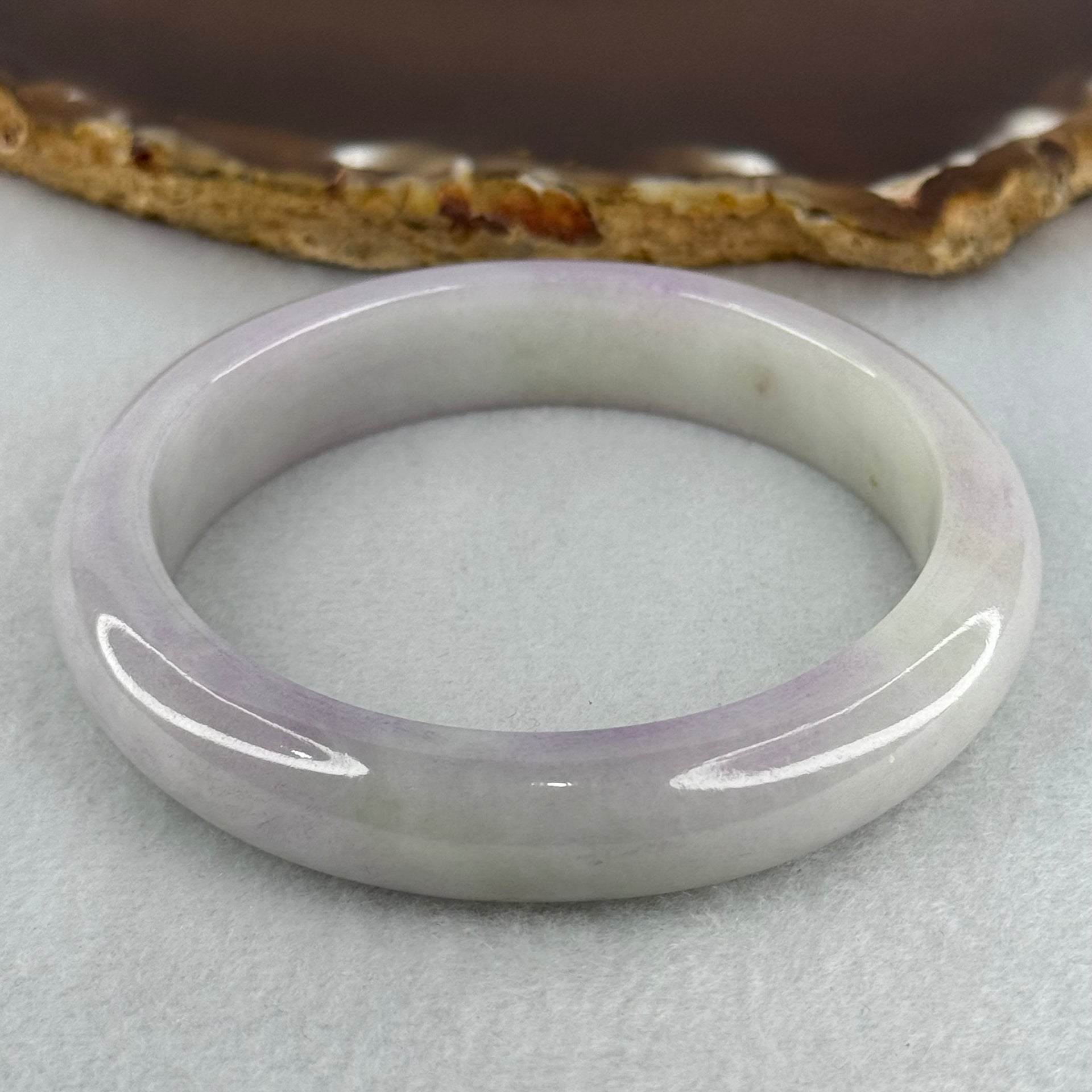 Type A Light Lavender with Slight Light Green Jadeite Bangle Internal Diameter 55.9mm 53.17g 12.1 by 8.2mm (Very Slight Internal Lines) - Huangs Jadeite and Jewelry Pte Ltd