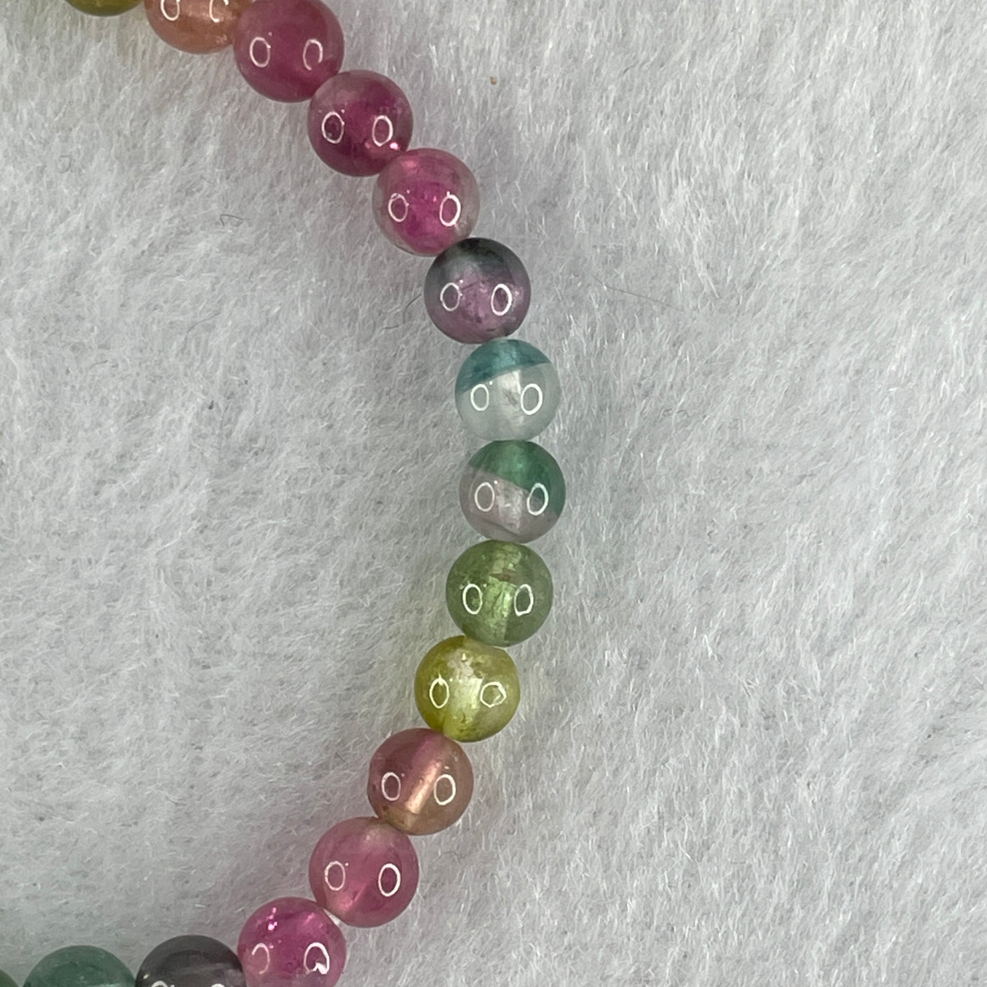 Good Grade Natural Tourmaline Crystal Beads Bracelet 6.48g 13.5cm 5.2mm 33Beads - Huangs Jadeite and Jewelry Pte Ltd