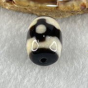 Natural Powerful Tibetan Old Oily Dark Brown With White Agate 3 Eyes Dzi Bead Heavenly Master (Tian Zhu) 三眼天诛 4.61g 17.8 by 12.7mm - Huangs Jadeite and Jewelry Pte Ltd