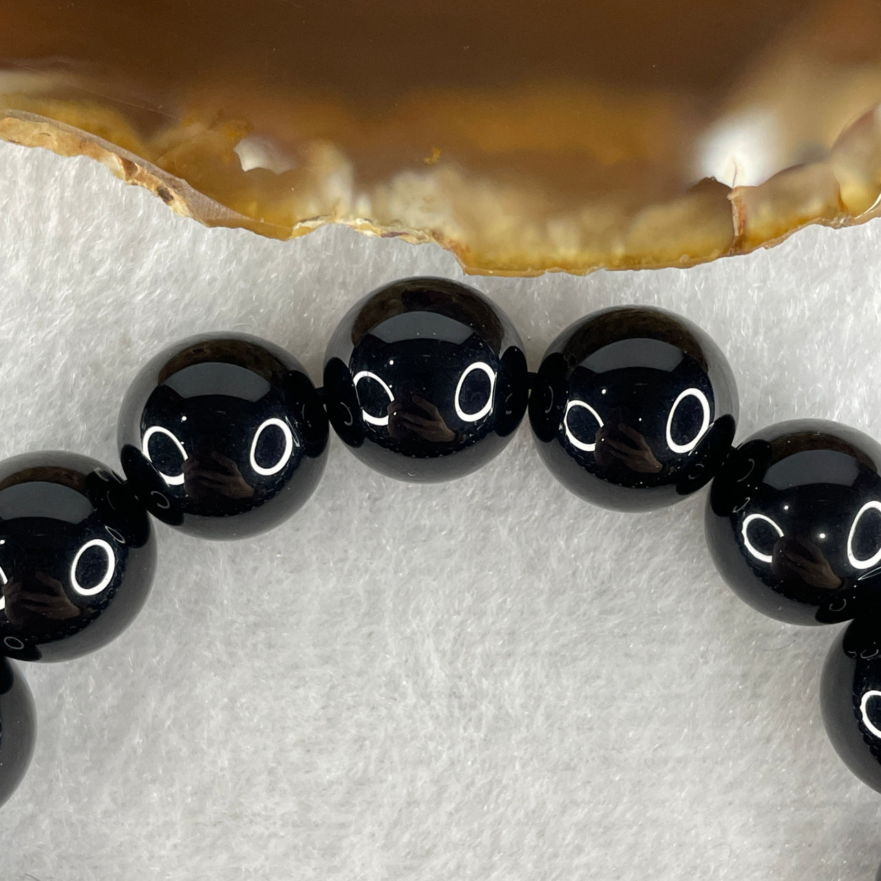 Natural Black Moldavite Meteorite Crystal Beads Bracelet 35.64g 16cm 12.1mm 17 Beads