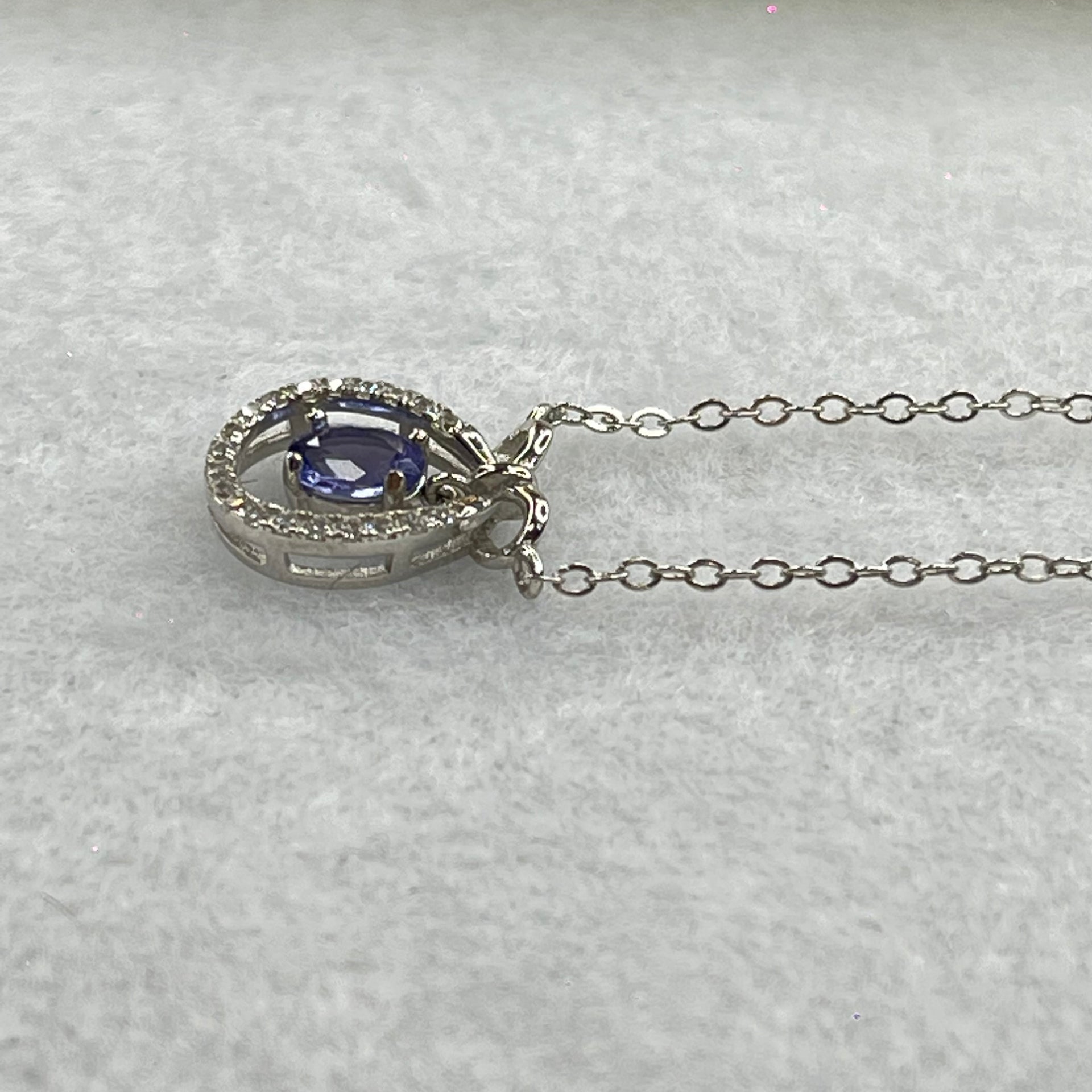 Natural Amethyst in S925 Sliver Necklace 1.85g by 5.5 by 3.6 by 2.2mm - Huangs Jadeite and Jewelry Pte Ltd