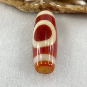 Natural Powerful Tibetan Old Oily Red White Agate One Eye Fire Sign Dzi Bead Heavenly Master (Tian Zhu) 一眼火天珠 10.81g 38.4 by 13.4mm - Huangs Jadeite and Jewelry Pte Ltd