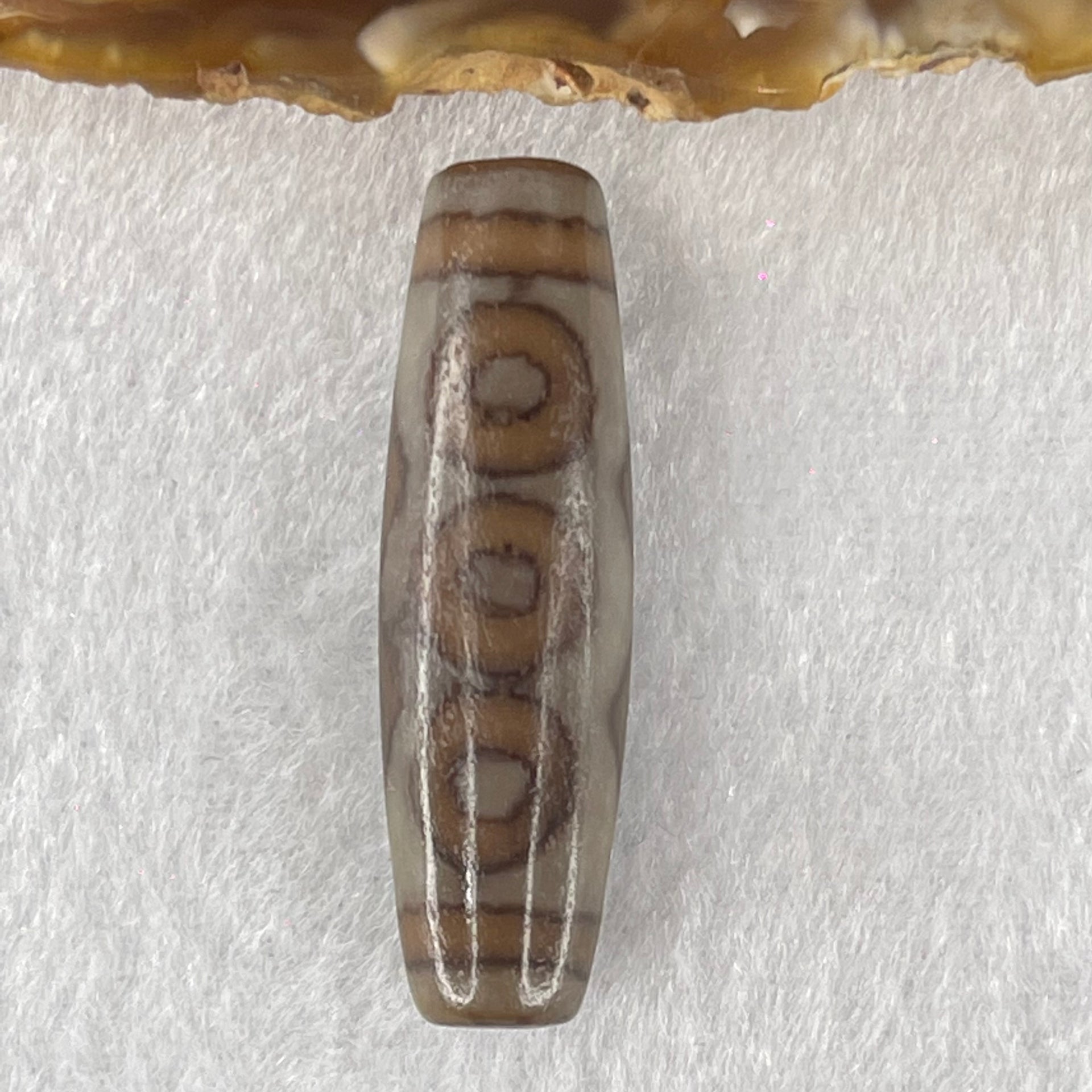 Natural Powerful Tibetan Old Oily Agate 6 Eye with 4 Eye Vajra Dzi Bead Heavenly Master (Tian Zhu) 六眼加四眼金刚杵天诛 7.68g 39.6 by 11.3mm - Huangs Jadeite and Jewelry Pte Ltd