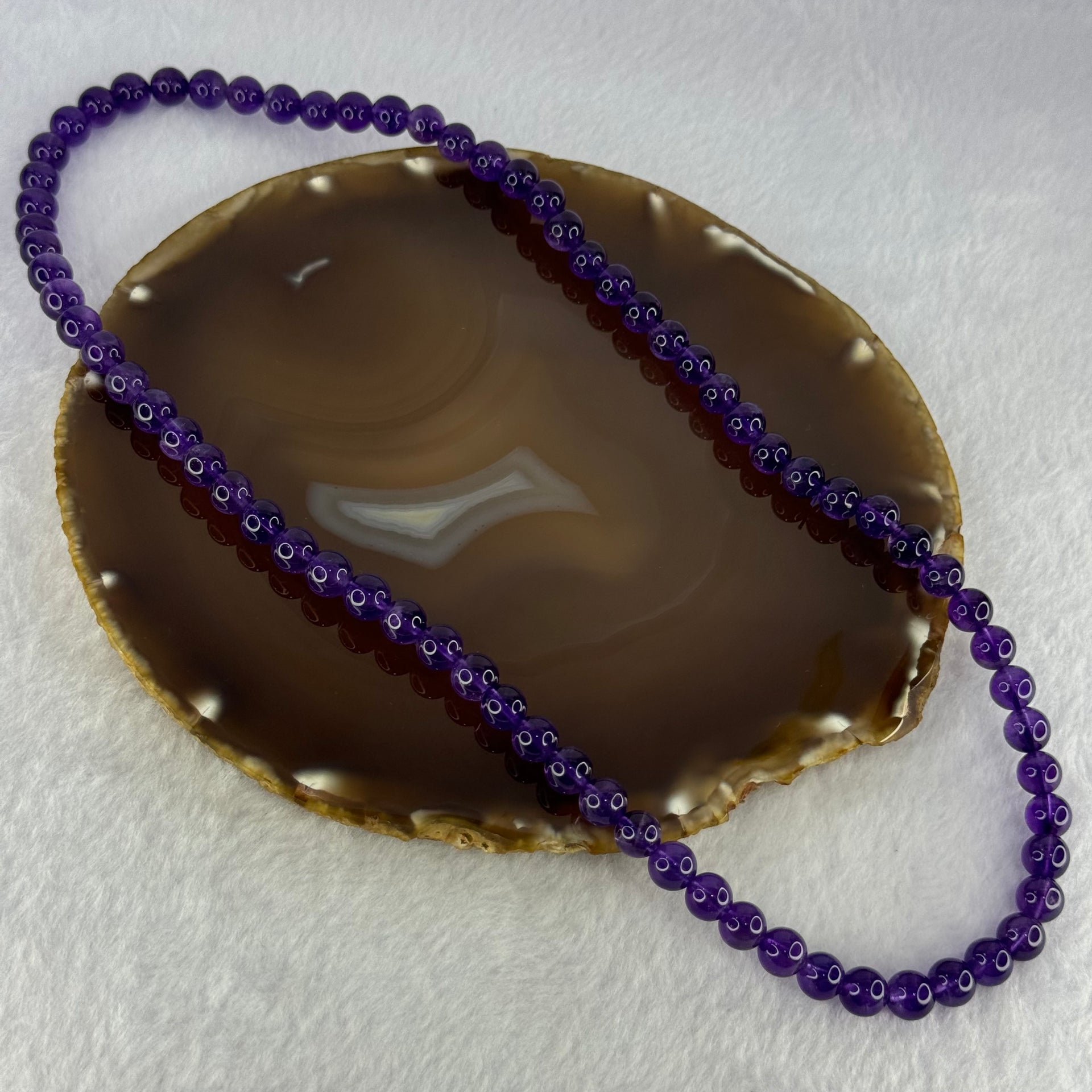 Good Grade Natural Amethyst Necklace 45.90g 53cm 7.9mm 73 Beads - Huangs Jadeite and Jewelry Pte Ltd