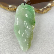 Type A Light Green with Green Jadeite Bee on Leaf Pendent 22.23g 67.2 by 27.8 by 7.0mm - Huangs Jadeite and Jewelry Pte Ltd