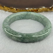 Type A Blueish Green with White Spots Jadeite Bangle 72.39g 13.4 by 9.6mm Inner Diameter 59.8mm (Very Slight External Rough) - Huangs Jadeite and Jewelry Pte Ltd