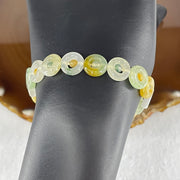 Natural Type A Muti Green with Lavender Yellowish Jadeite Donut Bracelet 12.17g 15.5cm 9.9 by 3.2mm 18 Ping An Kow - Huangs Jadeite and Jewelry Pte Ltd
