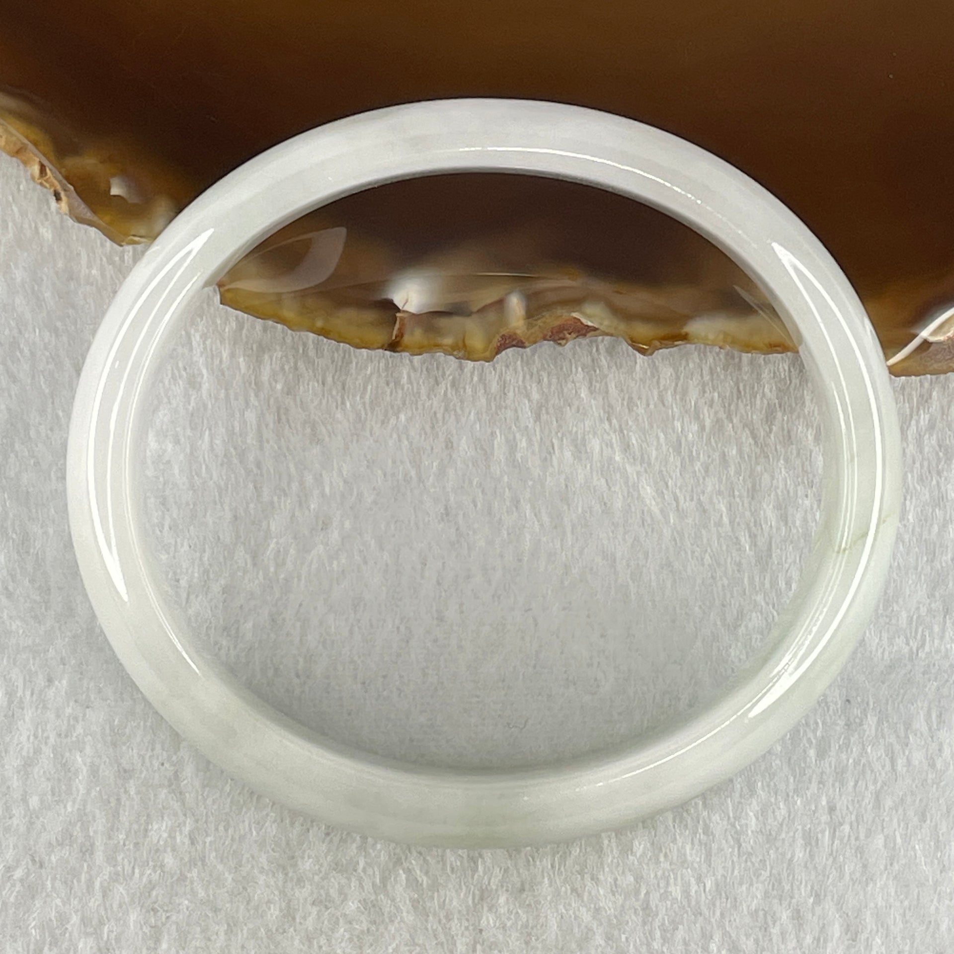 Natural Type A Faint Green Faint Lavender Jadeite Oval Bangle 37.24g Inner Diameter 56.6mm 12.7 by 6.4mm (Very Very Slight Internal Lines) - Huangs Jadeite and Jewelry Pte Ltd