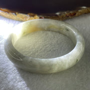 Type A Green Wuji Grey with Yellow Patches Jadeite Oval Bangle Internal Diameter 55.7mm 50.82g 12.7 by 7.7mm ( Slight External Line ) - Huangs Jadeite and Jewelry Pte Ltd