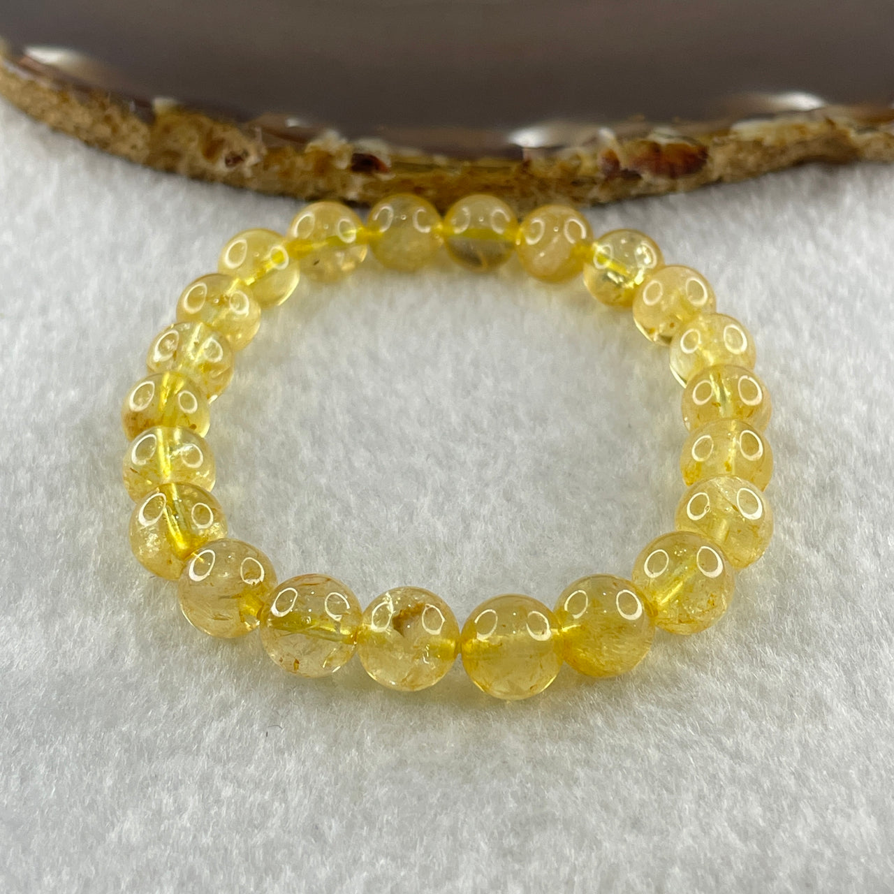Natural Citrine Quartz Beads Bracelet 19.79g 15.5cm 8.8mm 22 Beads - Huangs Jadeite and Jewelry Pte Ltd