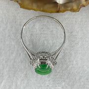 Type A Green Burmese jadeite Hulu ring in 18k white gold & natural diamonds 2.09g Ring Size: US 7 - Huangs Jadeite and Jewelry Pte Ltd