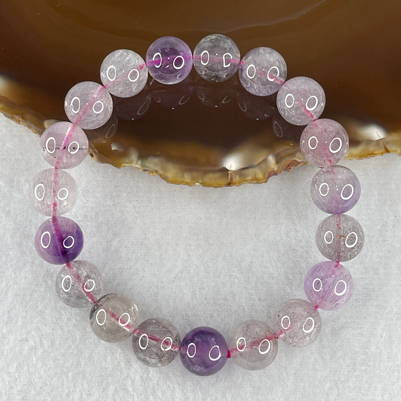 Certified Above-Average Grade Natural Super 7 Crystal Beads Bracelet | Bold High-Mass Showcase Strand | Authentic Sacred Seven Multi-Mineral Inclusions Quartz Spiritual Catalyst & Auric Shield Bracelet (30.86g | 16cm Length | 10.6mm | 19 Beads)