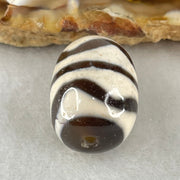 Natural Powerful Tibetan Old Oily Agate Double Tiger Tooth Daluo Dzi Bead Heavenly Master (Tian Zhu) 虎呀天诛 4.72g 17.8 by 13.2mm - Huangs Jadeite and Jewelry Pte Ltd