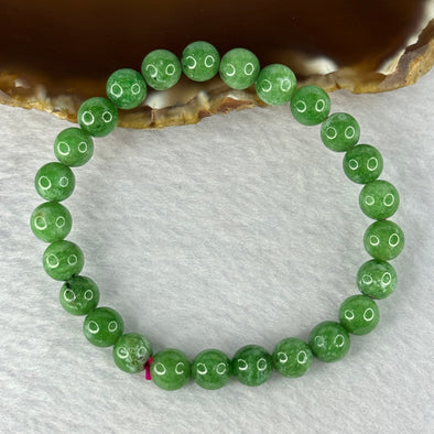 Natural Emerald And Ruby Zoisite Beads Bracelet 18.43g 16cm 7.7mm 25 Beads - Huangs Jadeite and Jewelry Pte Ltd